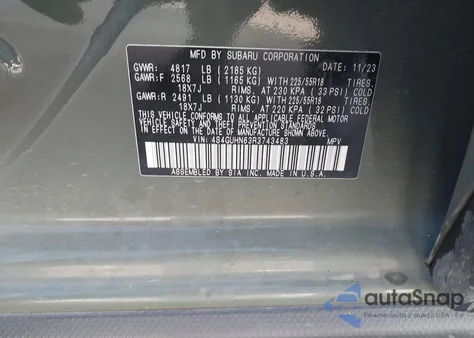 2024 Subaru Crosstrek Limited from USA, damaged, VIN 4S4GUHN63R3743483